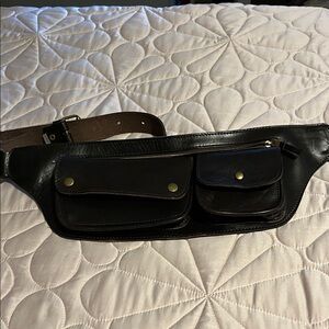 Sleek Brown  Leather Belt Bag for Men